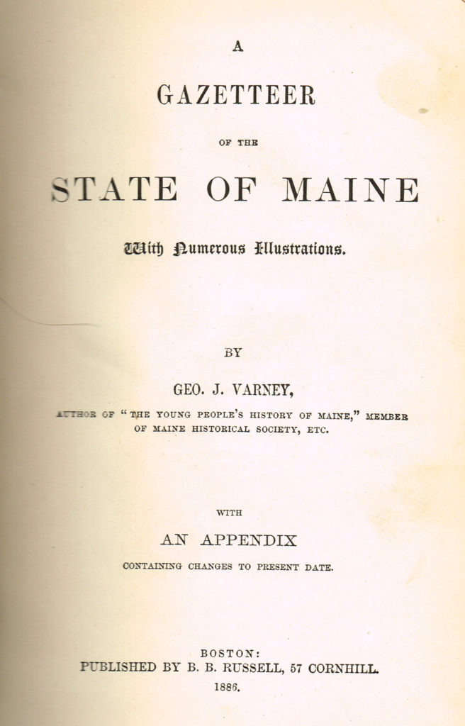 1886 Gazetteer of State of Maine, title page